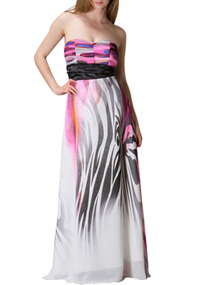 strapless printed maxi dress